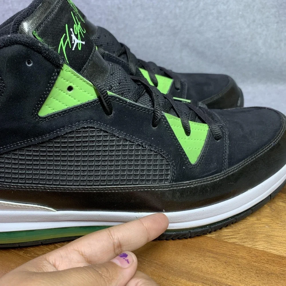 Jordan Sneaker Men 13 Flight 9 Max RST 'Black Action Green' RARE Basketball Shoe